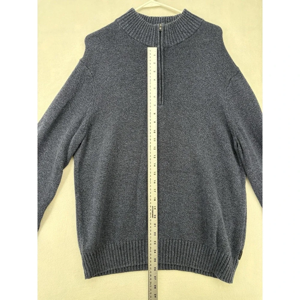 Calvin Klein Quarter Zip Pullover Sweater Heather Blue Mens XL 100% Cotton